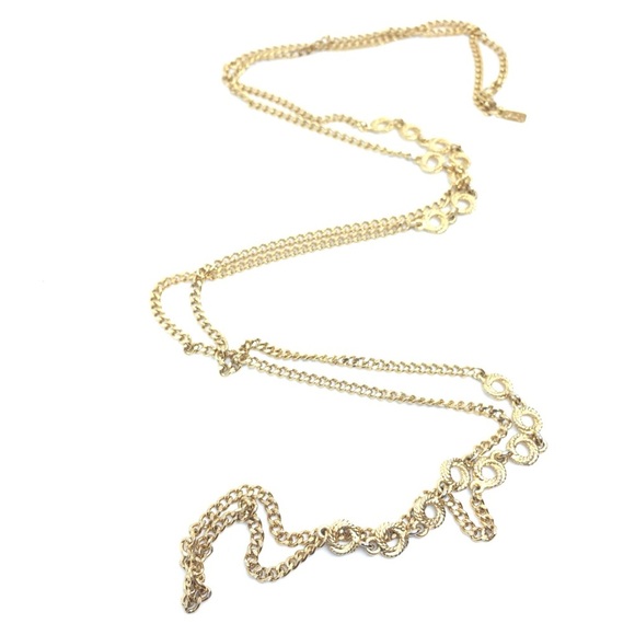 VINTAGE MONET GOLD TONE CHAIN LINK NECKLACE 27" LONG CIRCLE STATIONS LUXURIOUS - Picture 9 of 16